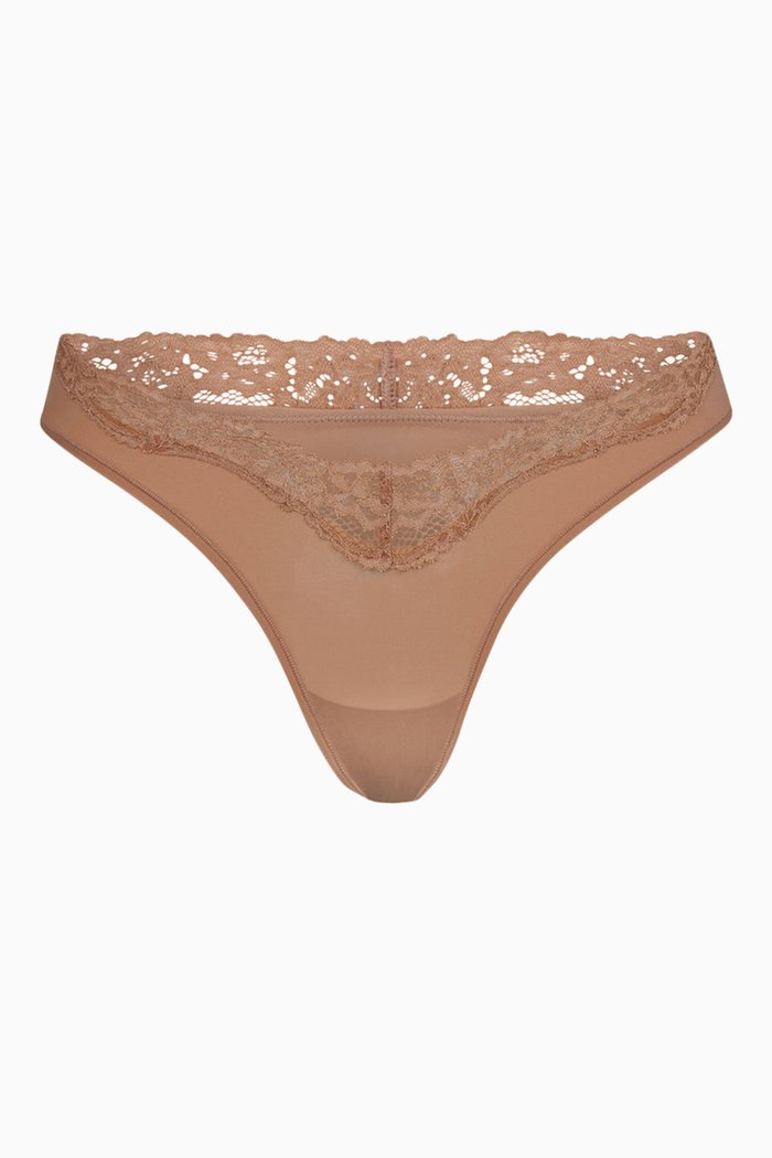 

Fits Everybody Corded Lace Dipped Thong, Brown