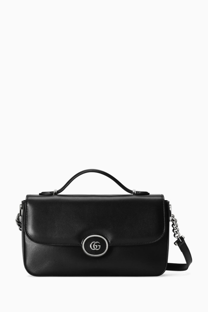 

Small Petite GG Shoulder Bag in Leather, Black