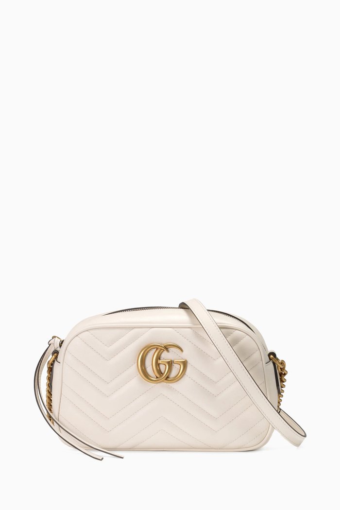 

Small GG Marmont Shoulder Bag in Matelassé Leather, White