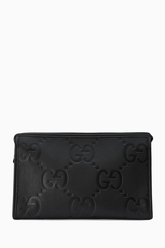 

Jumbo GG Pouch in Leather, Black