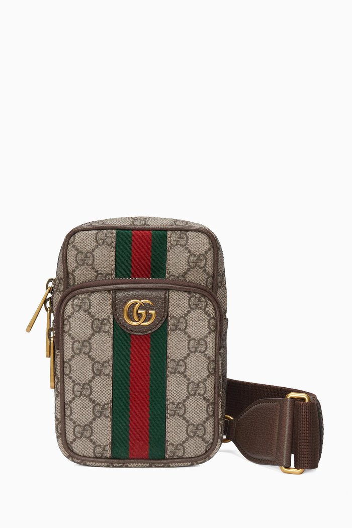 

Mini GG Ophidia Shoulder Bag in Coated-canvas, Brown