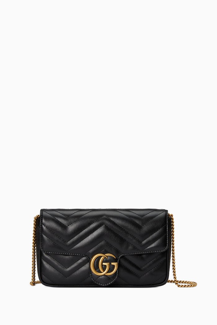 Mini GG Marmont Bag in Matelassé Leather, Black