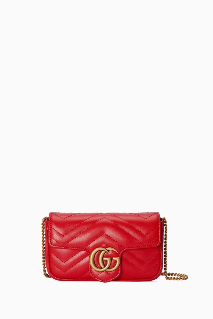 GG Marmont Super Mini Bag in Matelassé Leather, Red