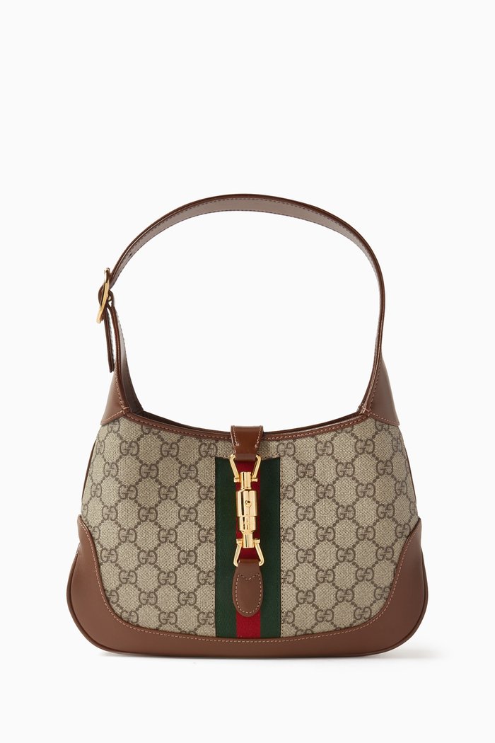 Small Jackie 1961 Shoulder Bag in GG Supreme Canvas, Brown