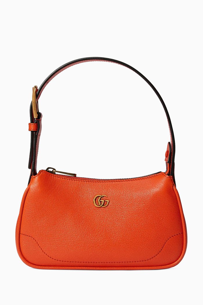 

Mini Aphrodite Shoulder Bag in Leather, Orange
