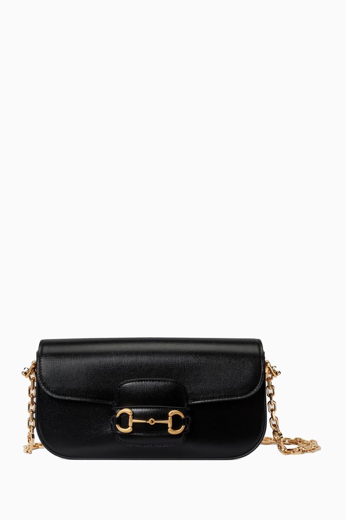 

Gucci Horsebit 1955 Small Shoulder Bag in Leather, Black