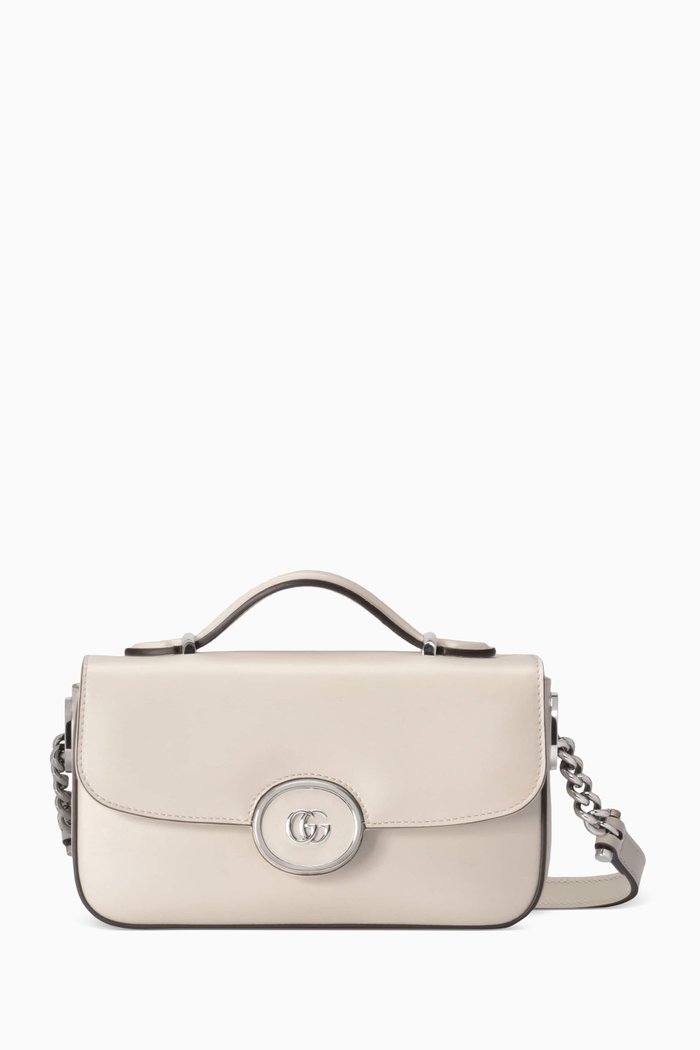 

Petite GG Mini Shoulder Bag in Leather, White