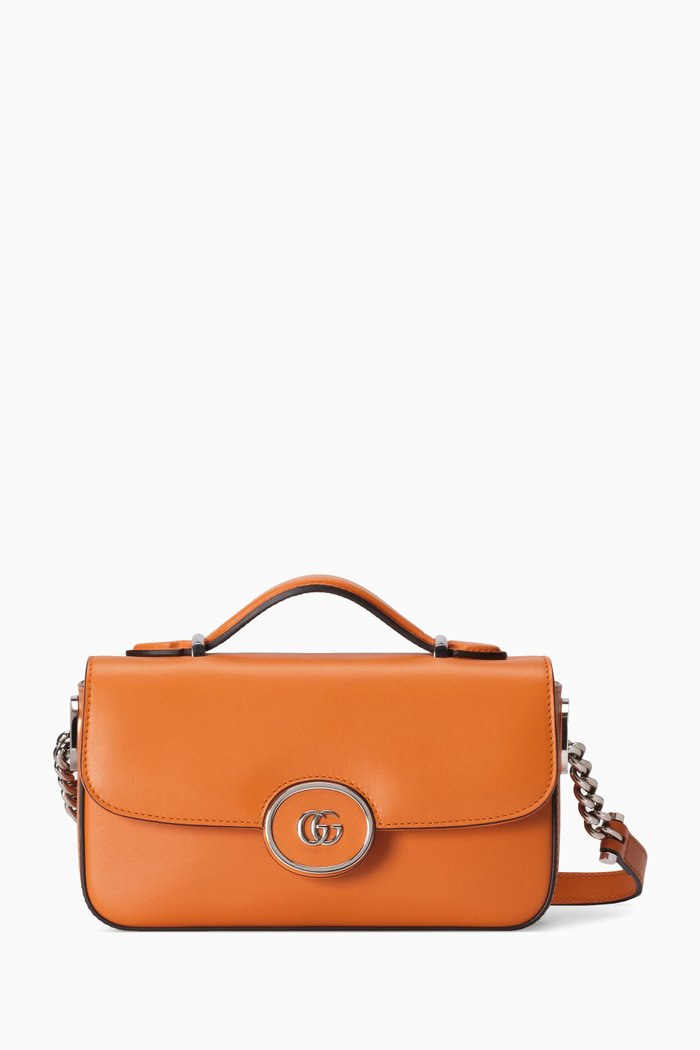 

Petite GG Mini Shoulder Bag in Leather, Orange