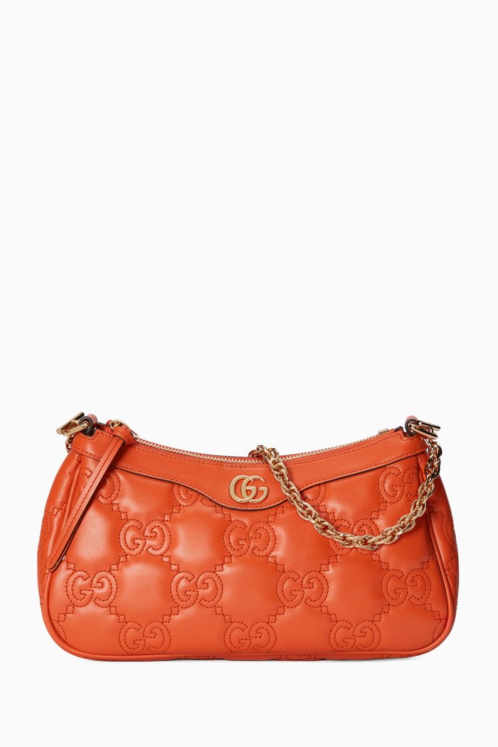 

Shoulder Bag in GG Matelassé leather, Orange