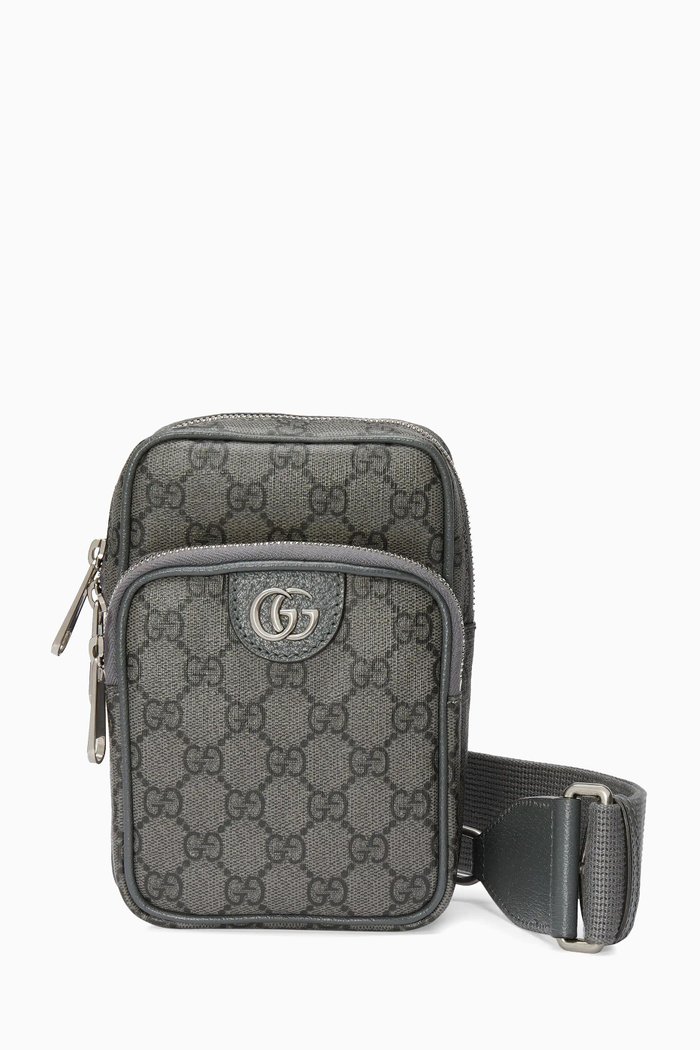 

Mini GG Ophidia Shoulder Bag in Coated-canvas, Grey