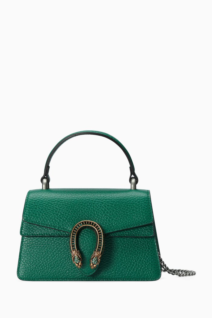 

Mini Dionysus Top Handle Bag in Leather, Green