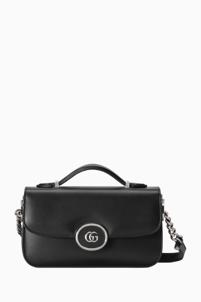 

Petite GG Mini Shoulder Bag in Leather, Black