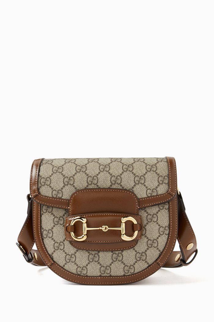 

Mini Horsebit 1955 Shoulder Bag in Canvas & Leather, Brown