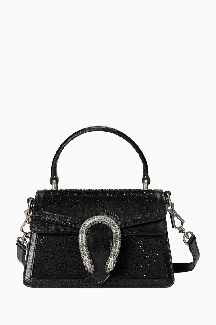 

Mini Dionysus Top-handle Bag in Crystal Silk Satin, Black