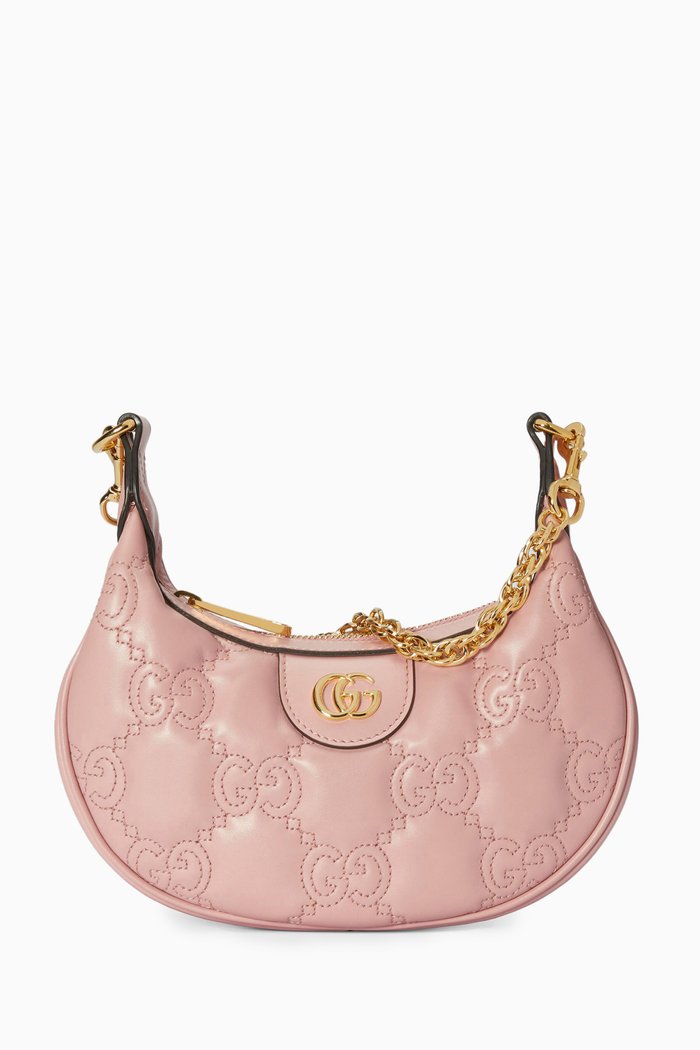 

Mini Shoulder Bag in GG Matelassé leather, Pink