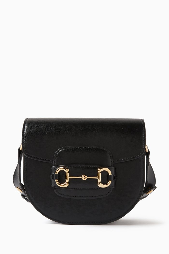 Mini Horsebit 1955 Shoulder Bag in Leather, Black