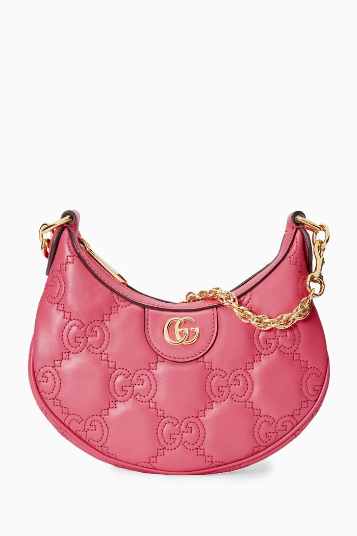 

Mini Shoulder Bag in GG Matelassé leather, Pink
