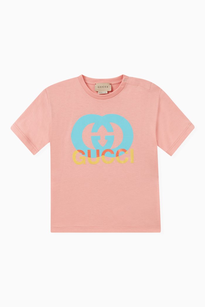 

Logo Print T-shirt in Cotton, Pink