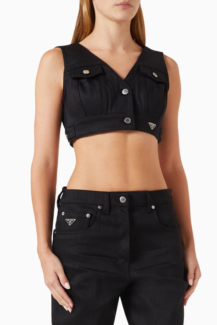 

Vintage Crop Top in Denim, Black
