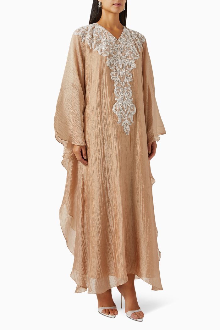 

Embellished Kaftan in Organza, Gold