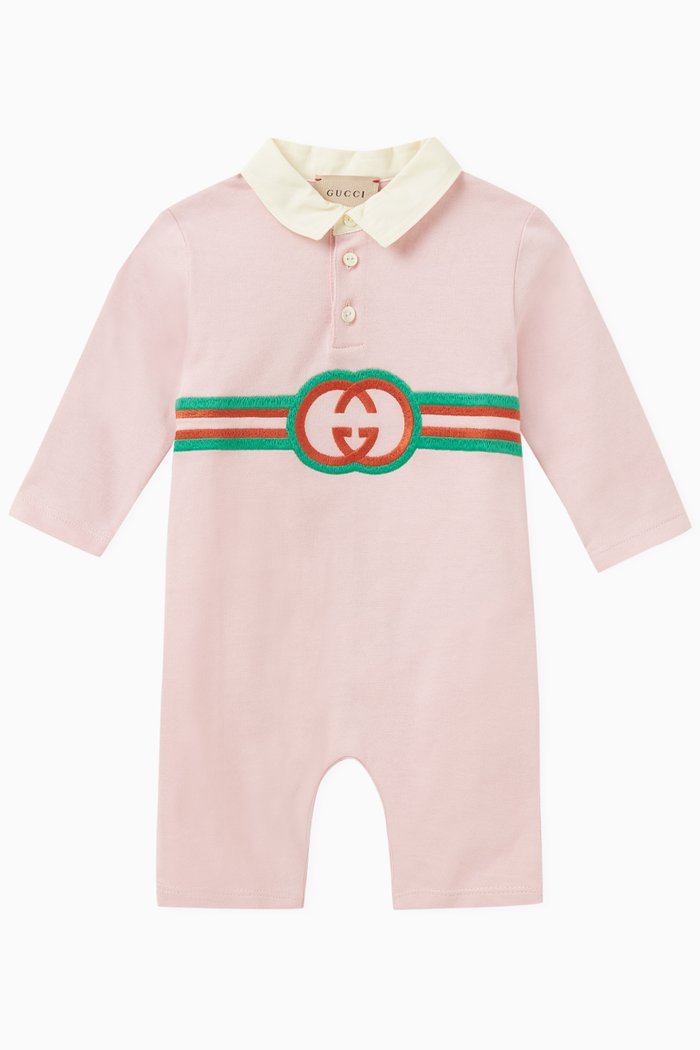 

Logo-motif Romper in Cotton, Pink