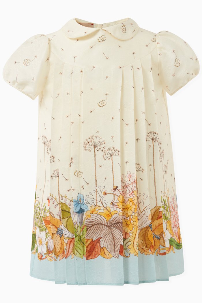 

Floral-motif Pleated Dress in Cotton, Multicolour