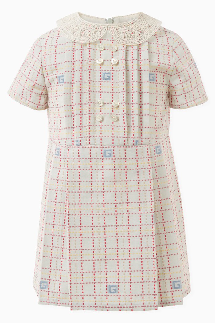 

Logo Check-pattern Dress in Cotton, Multicolour