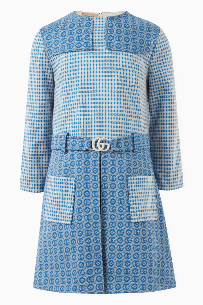 

Geometric Logo Dress in Polyamide-blend, Blue