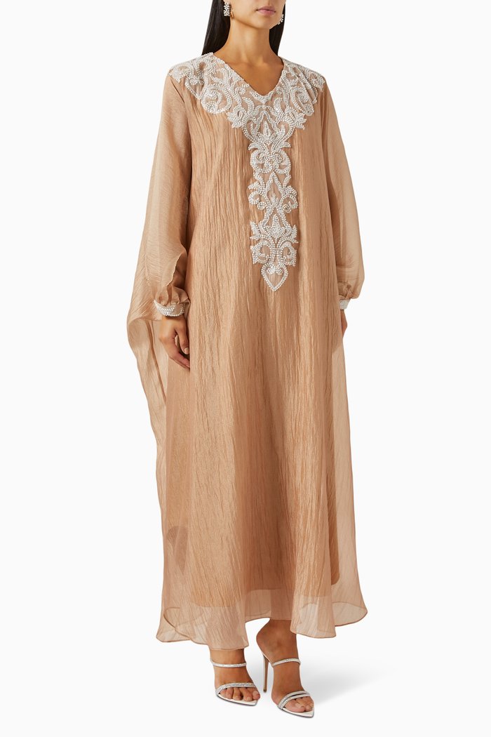 

Embellished Kaftan in Organza, Gold