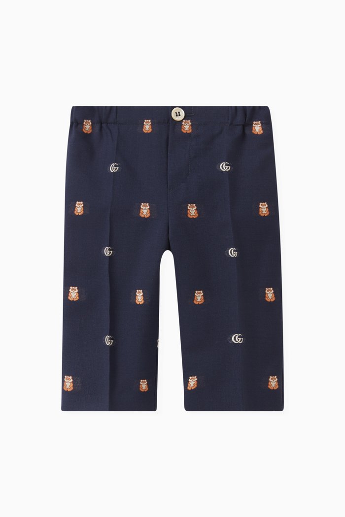 

Logo-embroidered Pants in Wool-blend, Blue