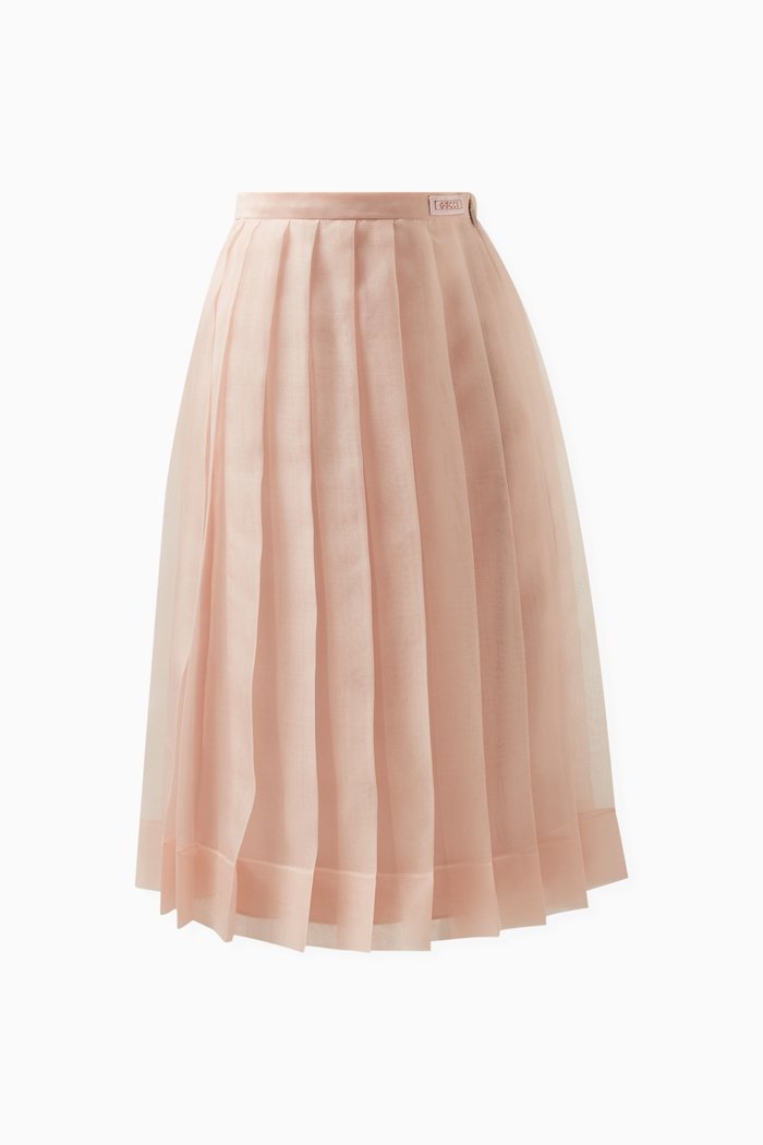 Pleated Skirt in Silk-organza, Pink