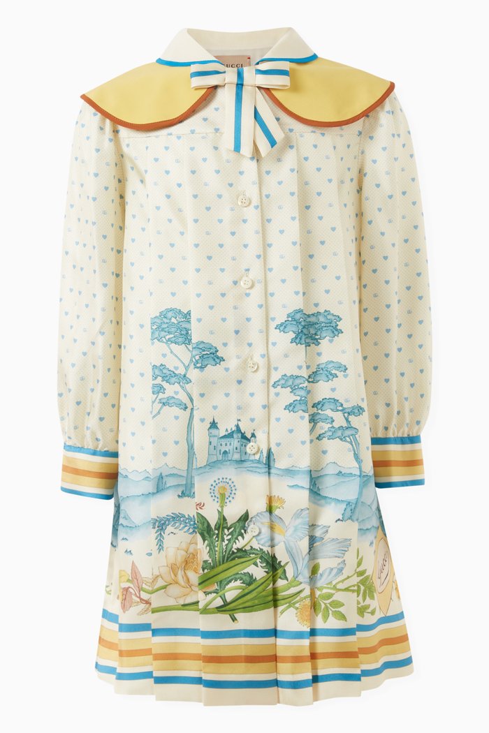 

Landscape-detail Dress in Silk, Multicolour