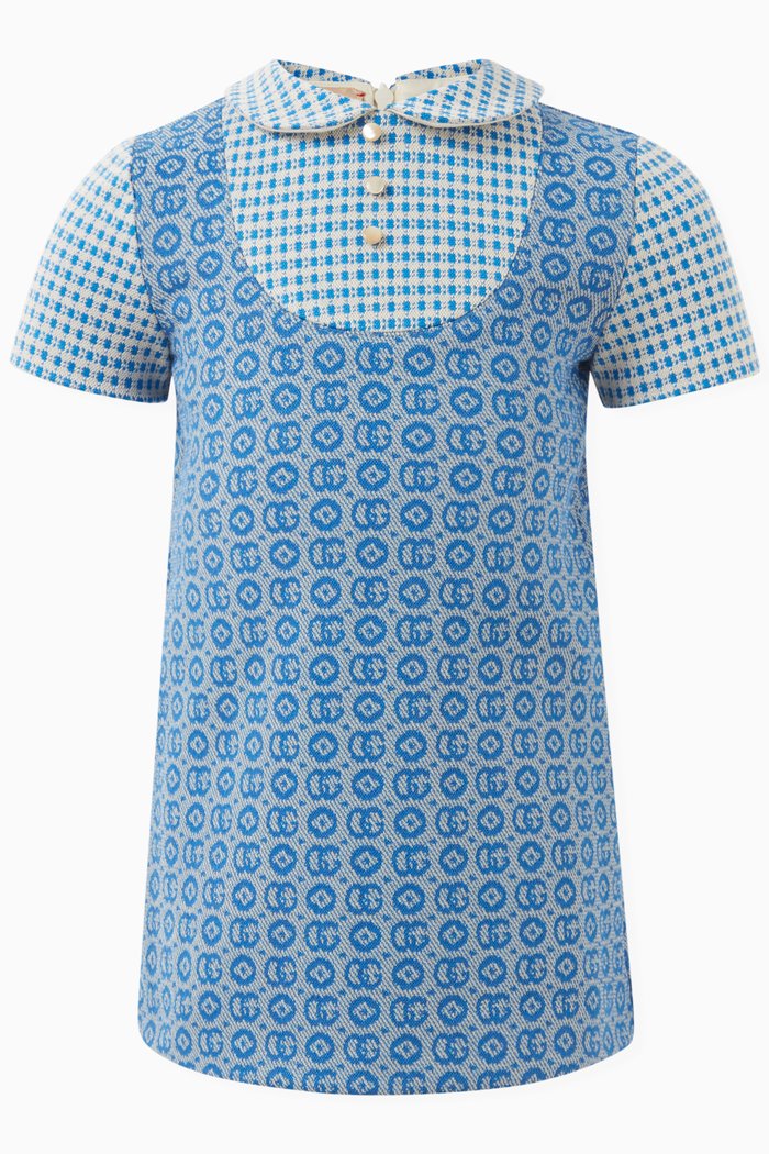 

Logo-pattern Dress in Cotton, Blue