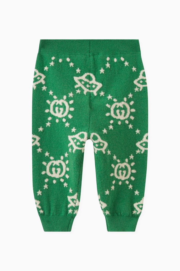 Logo Print Pull On Pants in, Green