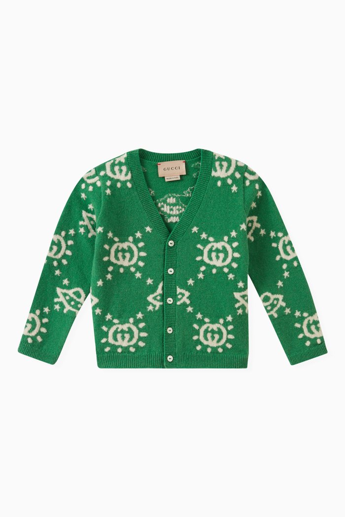 

Intarsia UFO Cardigan in Baby Wool, Green