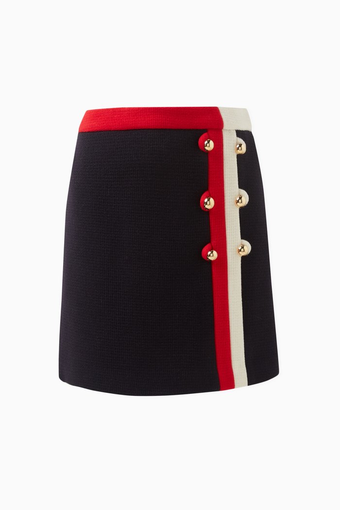 

Colour-block Skirt in Wool-knit, Blue