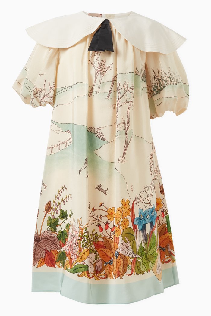 

Graphic-print Dress in Silk, Multicolour