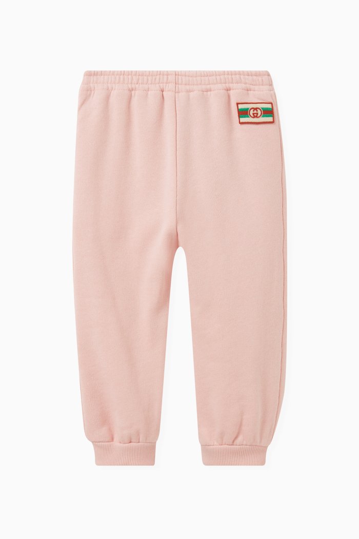 Logo-patch Trousers in Cotton, Pink