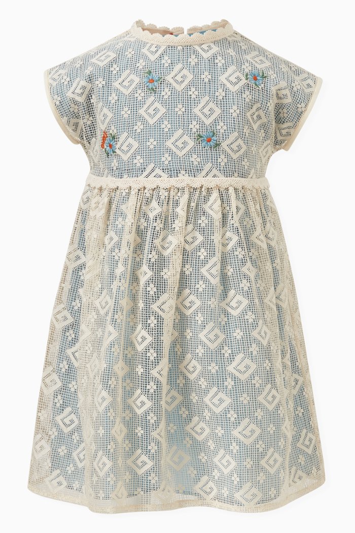 

GG Embroidered Dress in Lace, Blue