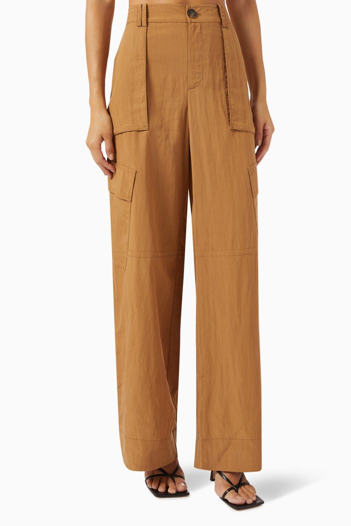 

Mid-rise Fluid Cargo Pants in Tencel™, Brown