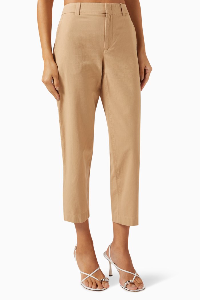 Mid-rise Crop Pants in Cotton, Neutral