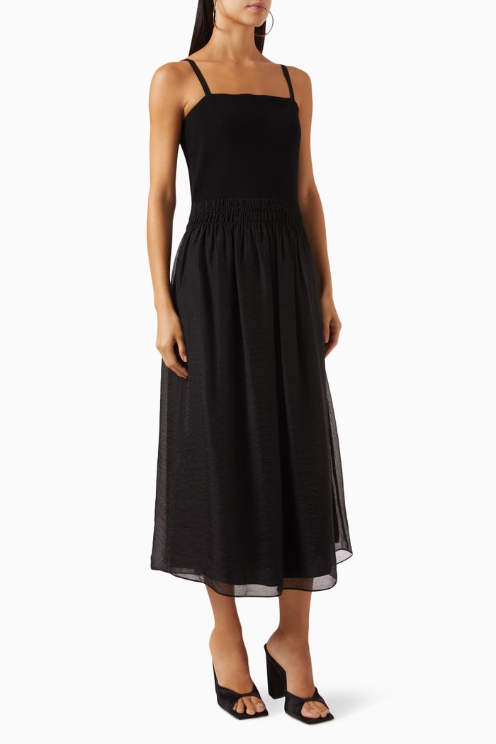 

Smocked Camisole Dress in TENCEL™, Black