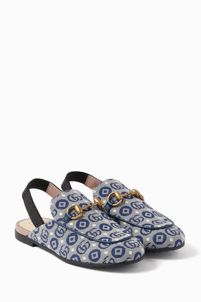 Logo Sandals in GG Canvas, Blue