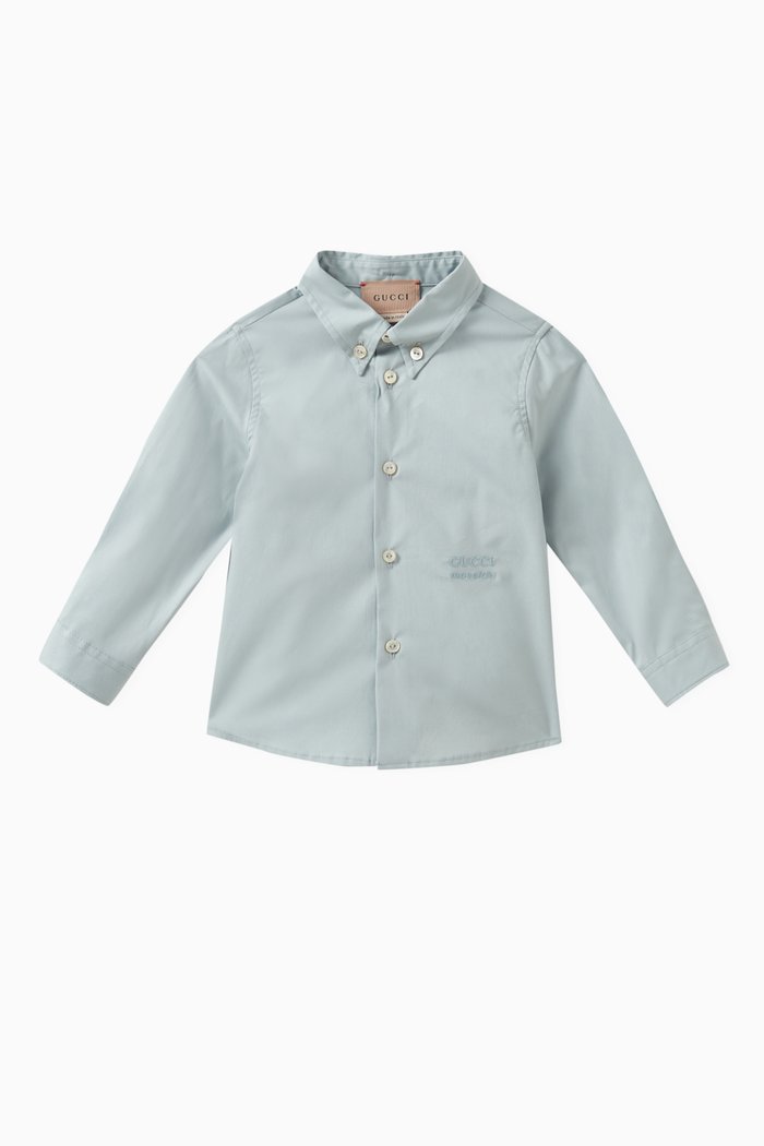 

x OshKosh B’gosh© Logo-embroidered Shirt in Stretch Cotton-poplin, Blue