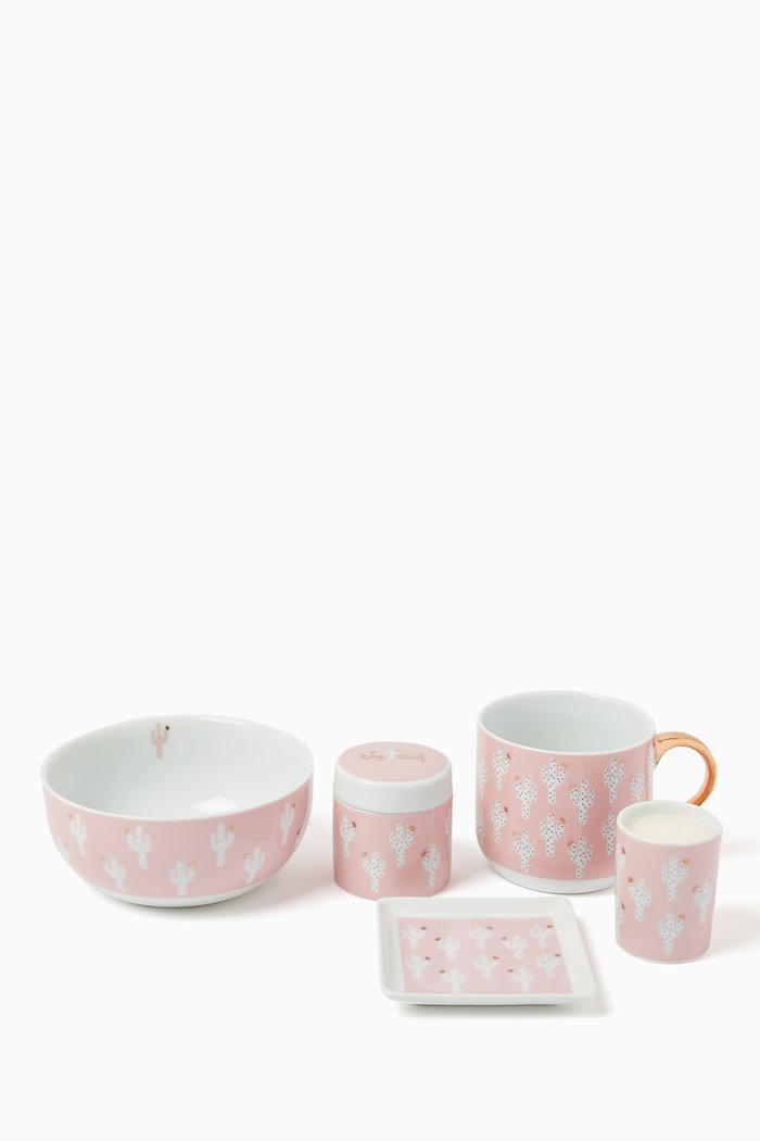 

Pretty in Pink Cacti-print Crockery Gift Set
