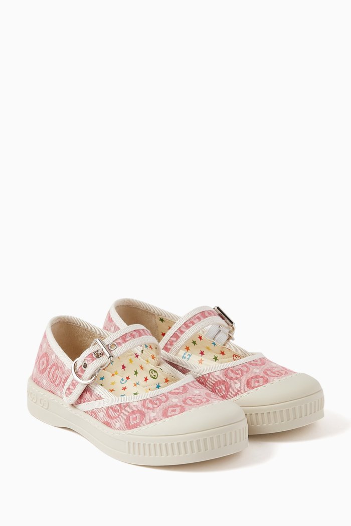 Double G Ballerinas in Monogram Canvas, Pink