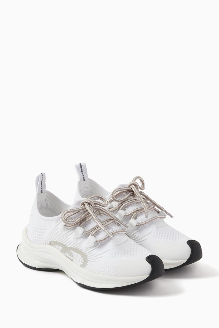 GG Logo Sneakers in Knit Mesh, White