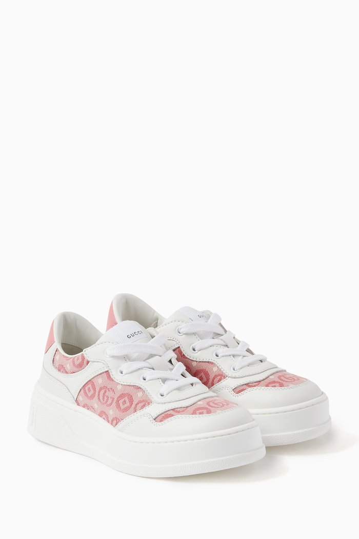 

GG Monogram Platform Sneakers in Cotton Jacquard, Pink