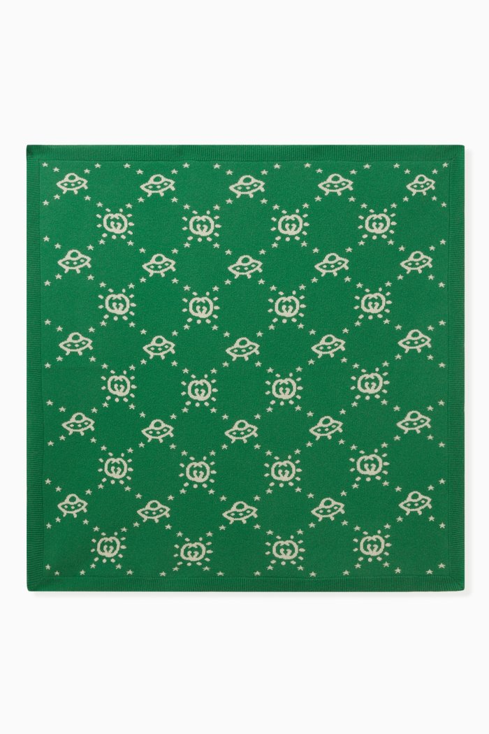

UFO Logo-motif Blanket in Wool, Green