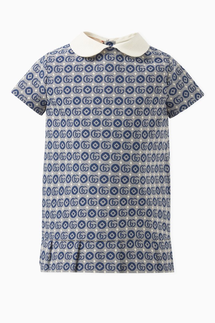 

Double G-motif Dress in Cotton-blend, Blue